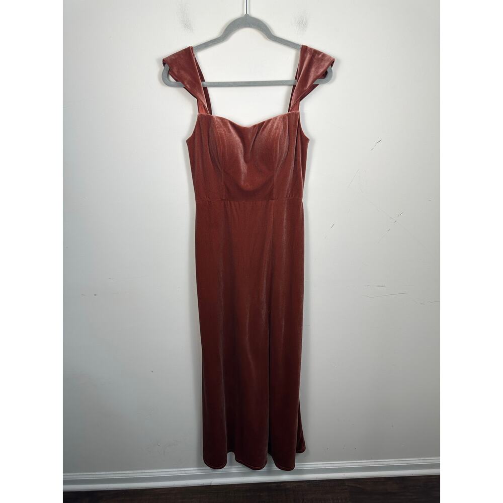 Jenny Yoo Velvet Formal Front Slit Size 6‎ Pumpkin Spice Long